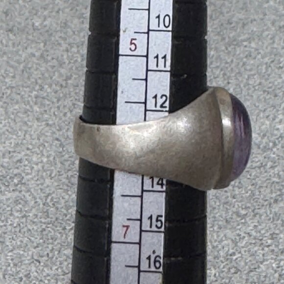 Handcrafted Sterling Silver Mexico Amethyst Statement Ring Artisan Gemstone Sz 6 - Picture 5 of 9